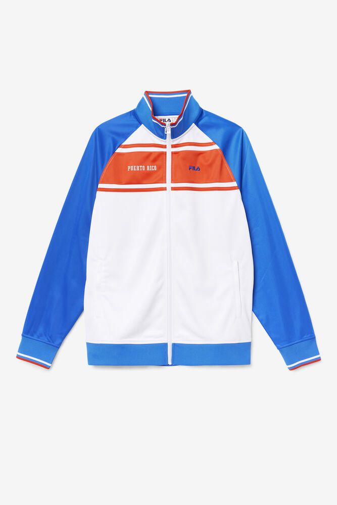 Fila Jacket Mens White/Blue - Puerto Rico Track - Philippines 1743206-EZ